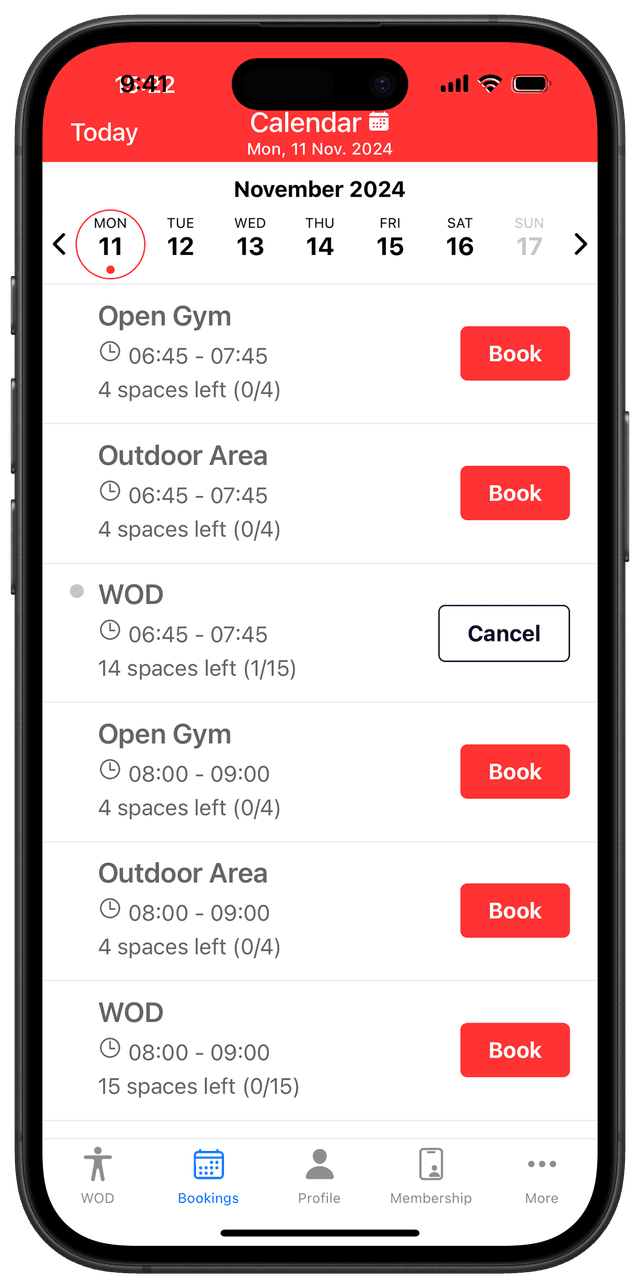 RxApp-Kursplan auf dem iPhone